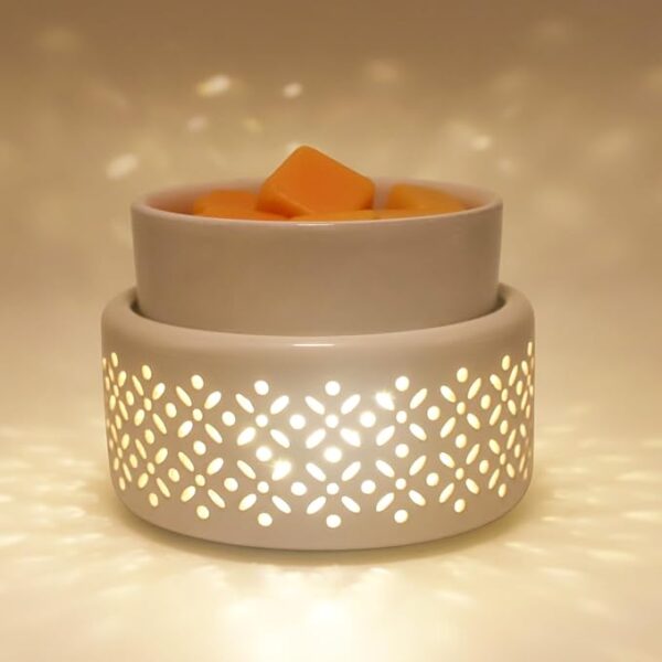 Ceramic Wax Melt Warmer - LED Night Light Candle Wax Warmer for Scented Wax, Electric Fragrance Wax Melter for Home, Office, Bedroom Decor, and Gifts
